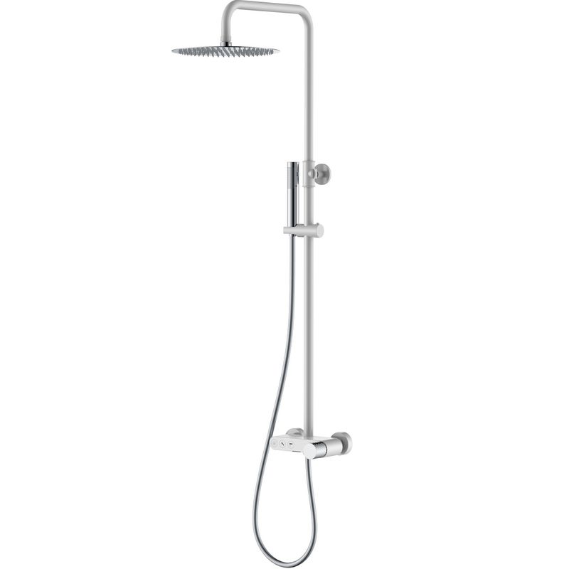 Душевая стойка Boheme Stick Diamond 128-WCR 30x30см (хром, белый матовый), с изливом