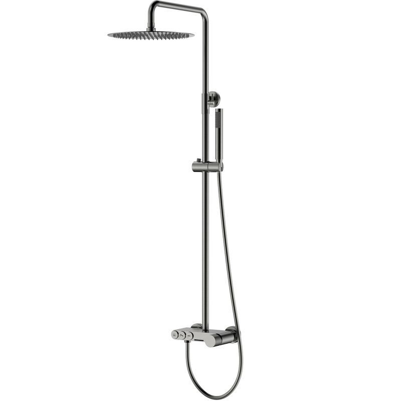 Душевая стойка Boheme Stick Touch 128-SGM.2 30x30 см (оружейный металл глянцевый), с изливом
