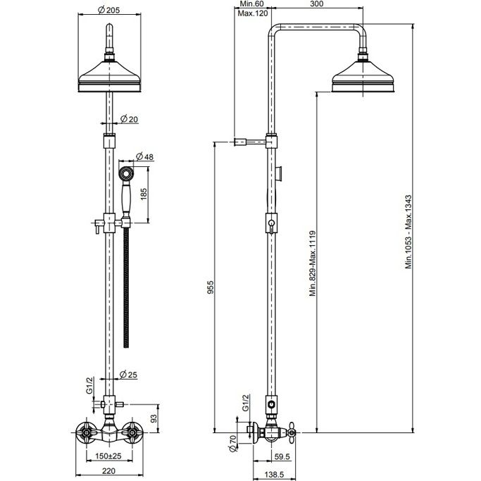 Душевая стойка Fima Carlo Frattini Olivia F5005/2OR (золотой), без излива