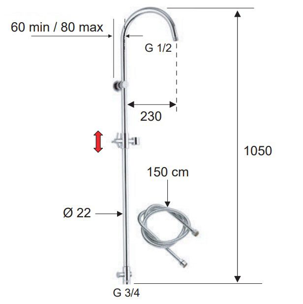 Душевая стойка Remer 330L (хром)