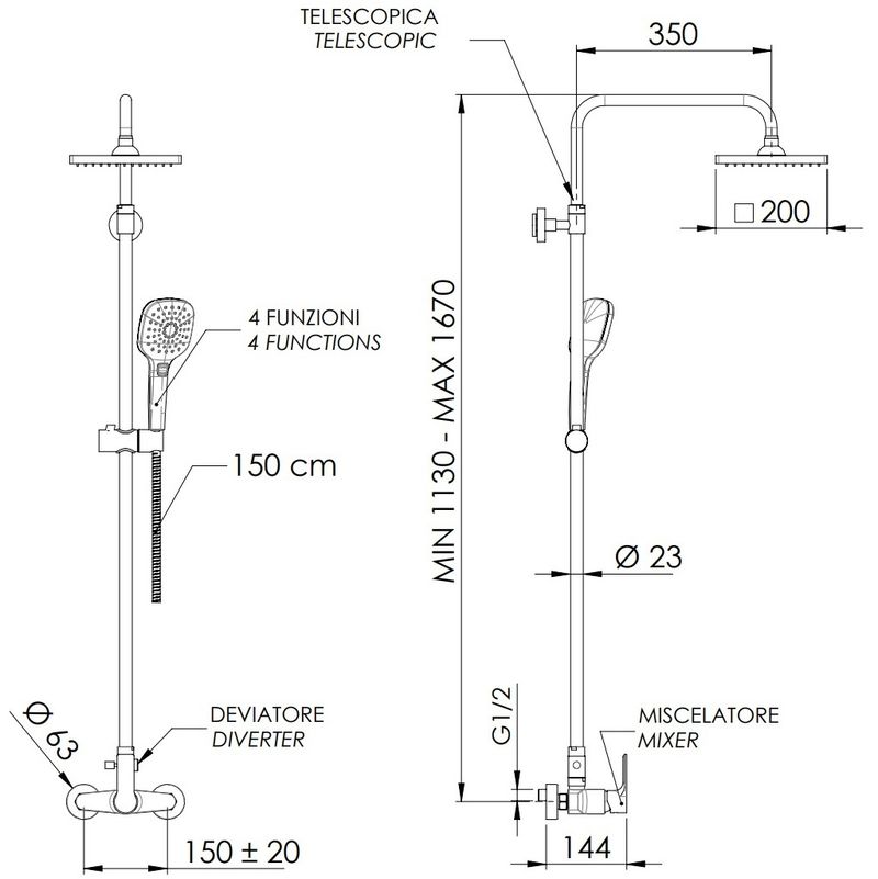 Душевая стойка Remer Energy EY37ASD20 (хром), без излива