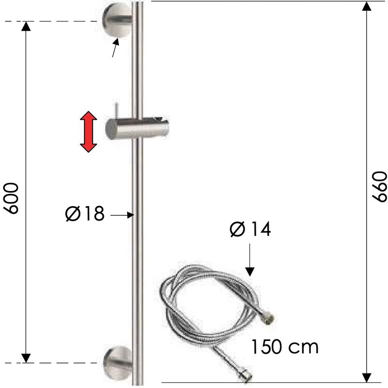 Душевая стойка с шлангом Remer Inox SS317M332 (сталь)