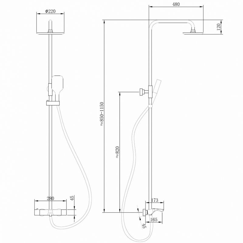 Душевая стойка с термостатом Abber Thermostat AF8516NG (никель), с изливом