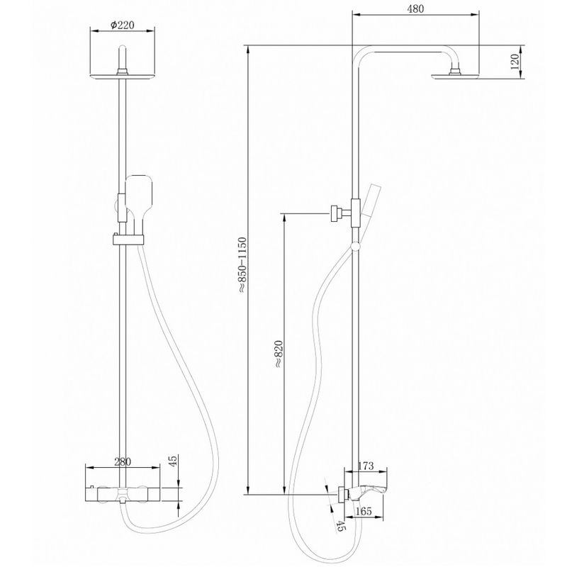 Душевая стойка с термостатом Abber Thermostat AF8516 (хром), с изливом