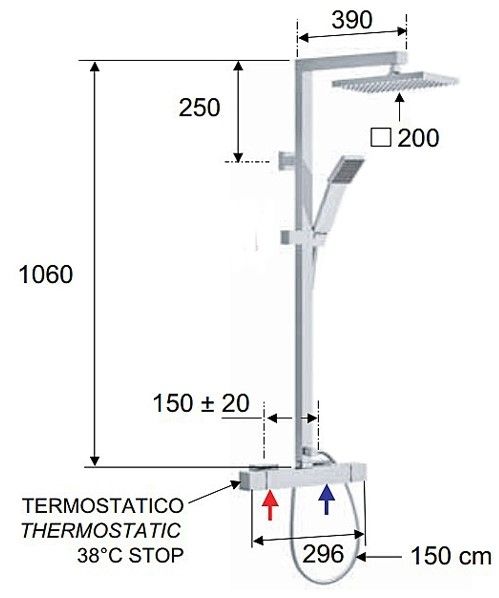 Душевой гарнитур Remer Qubika Thermo QT37XL (хром)