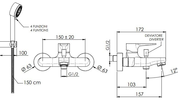 Душевой комплект Remer Winner W0511315RHGM (хром)