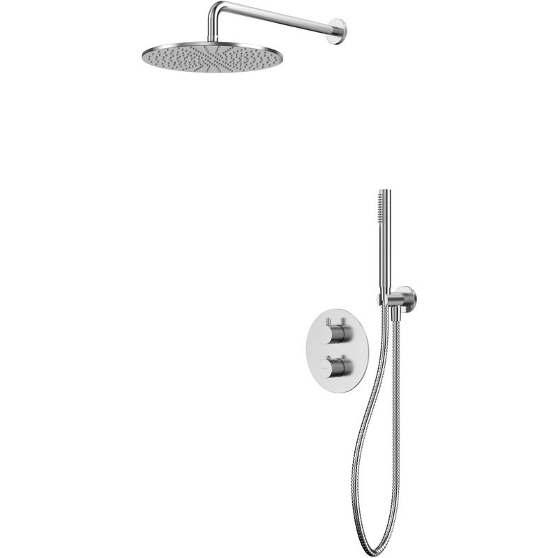 Душевой комплект скрытого монтажа 30x30см., Whitecross серия Y YSET08NIB (никель брашированный PVD), с термостатом, без излива