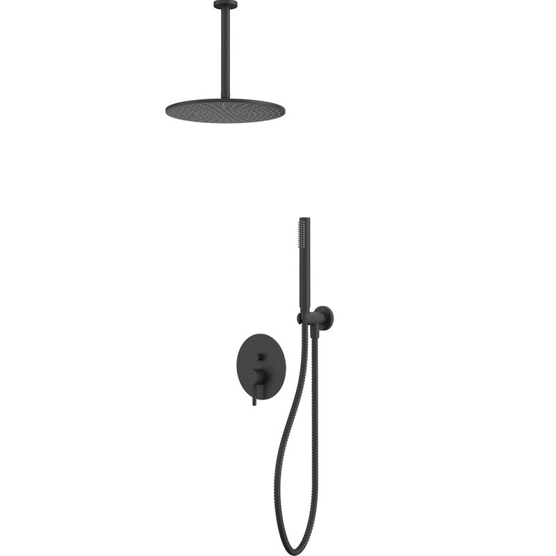 Душевой комплект скрытого монтажа 30x30см., Whitecross Серия Y YSET12BL (черный матовый), без излива, скрытая часть в комплекте