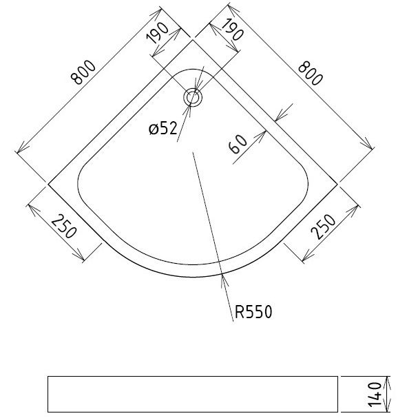 Душевой поддон Gemy ST06T 80x80x14 (белый), радиальный