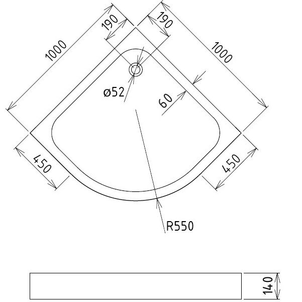 Душевой поддон Gemy ST08T 100x100x14 (белый), радиальный
