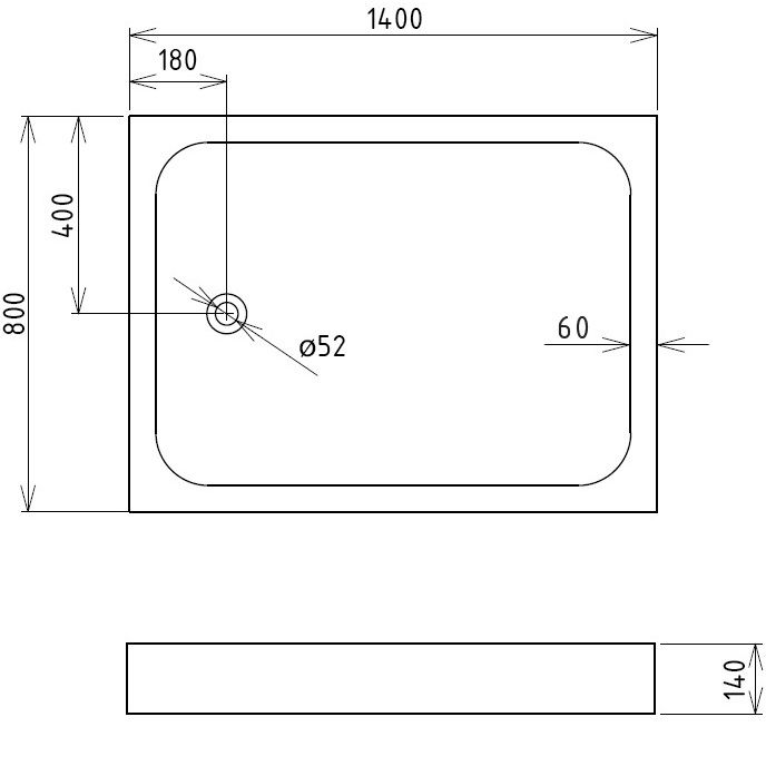 Душевой поддон Gemy ST14B 140x80x14 (белый), прямоугольный