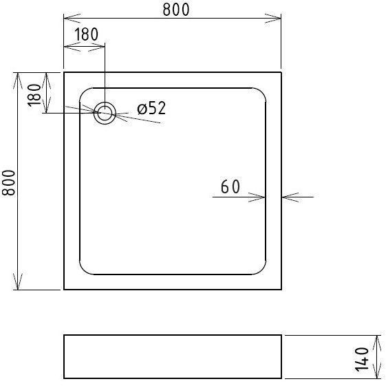 Душевой поддон Gemy ST15A 80x80x14 (белый), квадратный