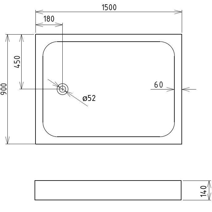 Душевой поддон Gemy ST16D 150x90x14 (белый), прямоугольный