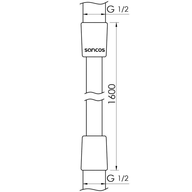 Душевой шланг Sancos 160 см SC5001CH (хром), с защитой от перекручивания