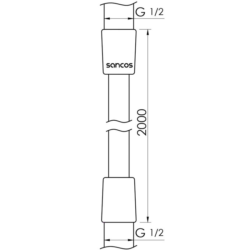 Душевой шланг Sancos 200 см SC5002MB (черный матовый), с защитой от перекручивания