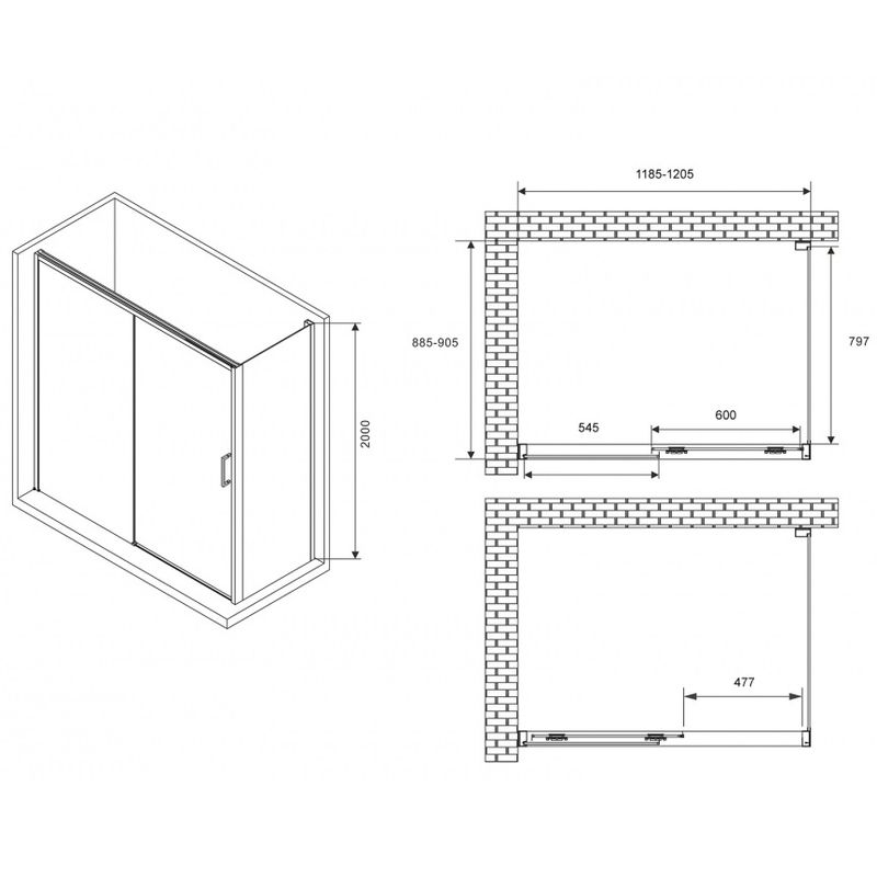 Душевой уголок Abber Komfort AG93120-S92 120x90x200 (хром), с доводчиками