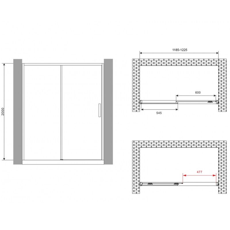 Душевая дверь Abber Komfort AG93120B 120х200 (черный матовый), с доводчиками
