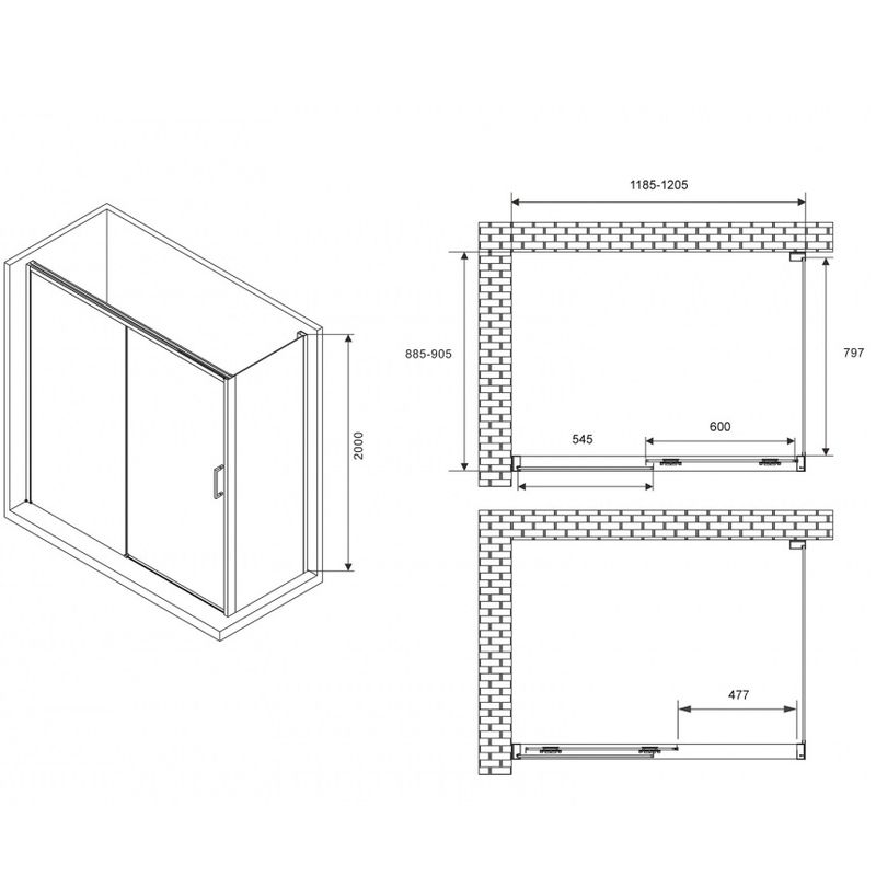 Душевой уголок Abber Komfort AG93120B-S92B 120x90x200 (черный матовый), с доводчиками