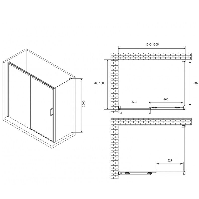 Душевой уголок Abber Komfort AG93130-S102 130x100x200 (хром), с доводчиками