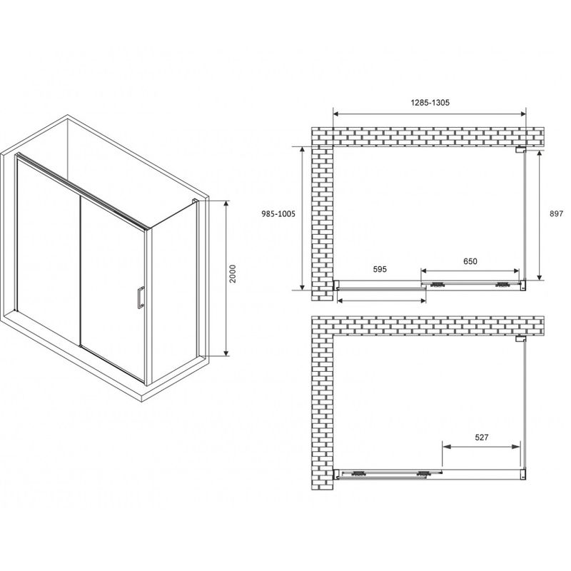 Душевой уголок Abber Komfort AG93130B-S102B 130x100x200 (черный матовый), с доводчиками