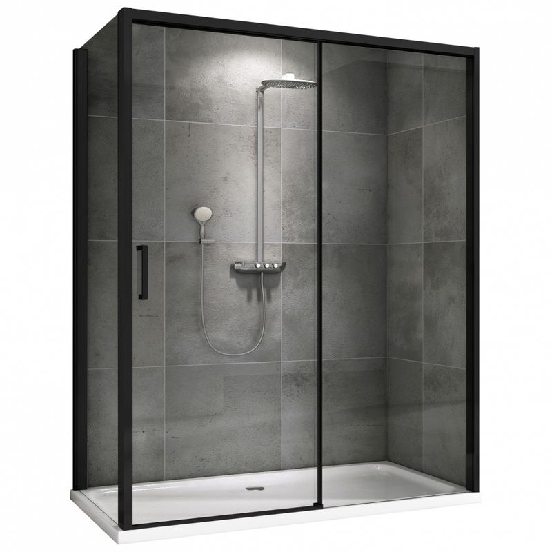 Душевой уголок Abber Komfort AG93130B-S102B 130x100x200 (черный матовый), с доводчиками