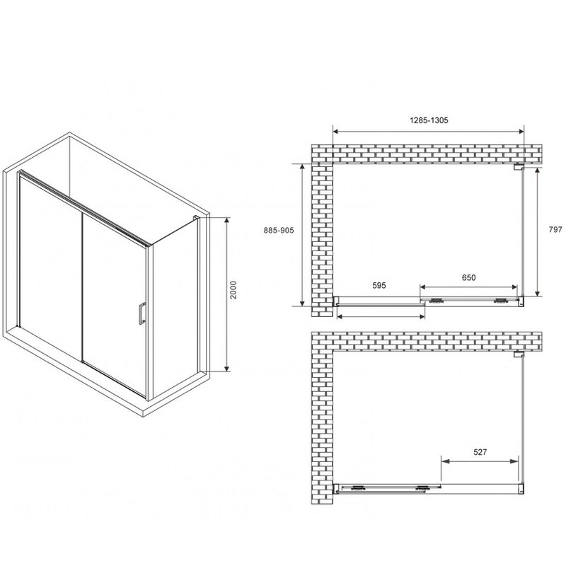 Душевой уголок Abber Komfort AG93130B-S92B 130x90x200 (черный матовый), с доводчиками