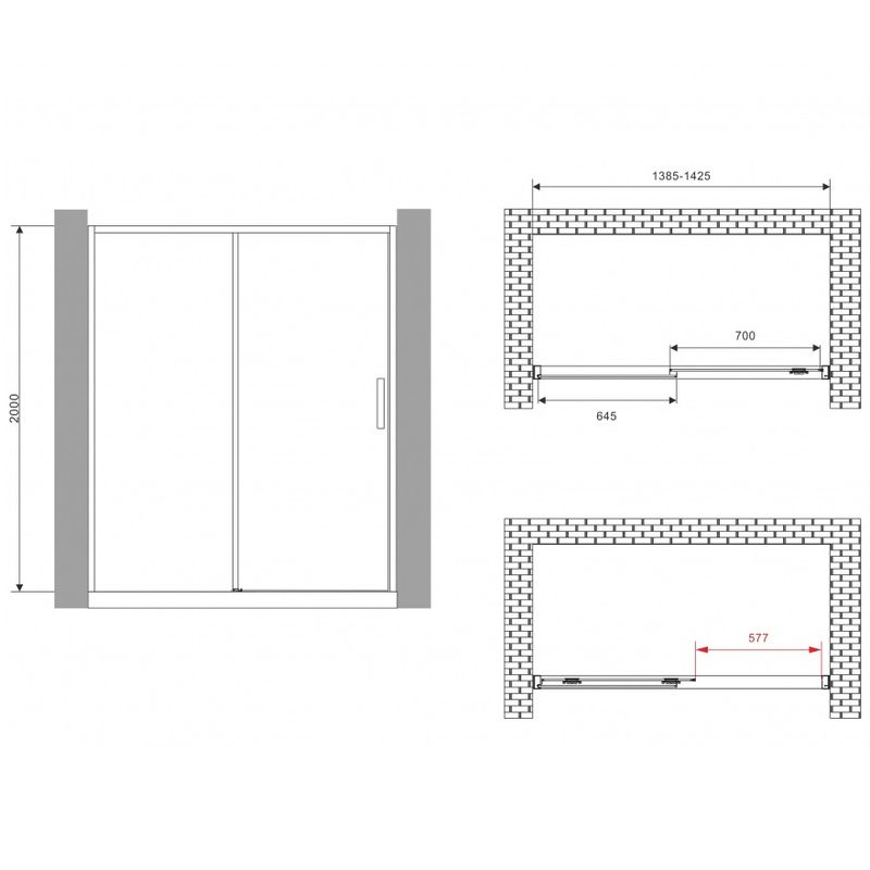 Душевая дверь Abber Komfort AG93140B 140х200 (черный матовый), с доводчиками