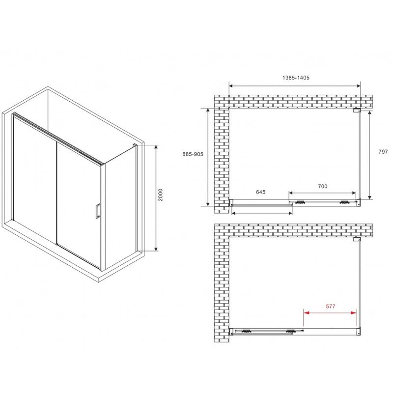 Душевой уголок Abber Komfort AG93140B-S92B 140х90х200 (черный матовый), с доводчиками