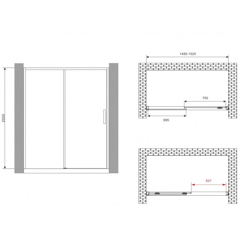 Душевая дверь Abber Komfort AG93150B 150х200 (черный матовый), с доводчиками