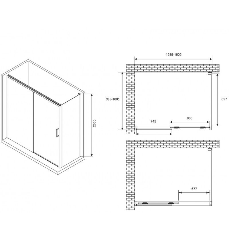 Душевой уголок Abber Komfort AG93160B-S102B 160x100x200 (черный матовый), с доводчиками