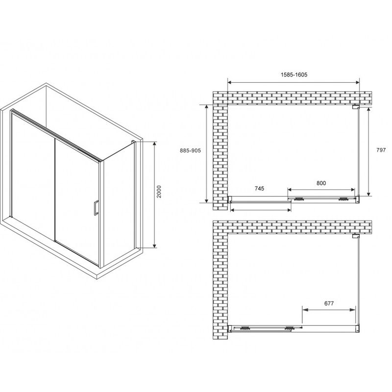 Душевой уголок Abber Komfort AG93160B-S92B 160x90x200 (черный матовый), с доводчиками