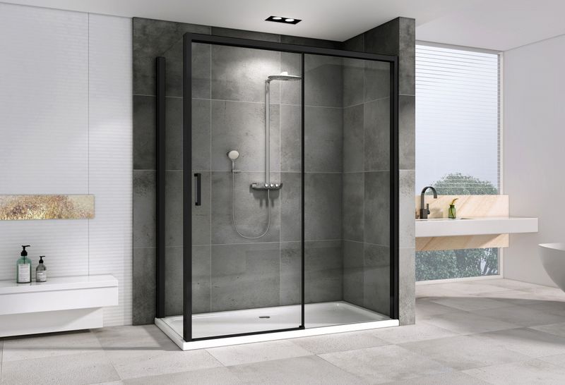 Душевой уголок Abber Komfort AG93170B-S102B 170х100х200 (черный матовый), с доводчиками