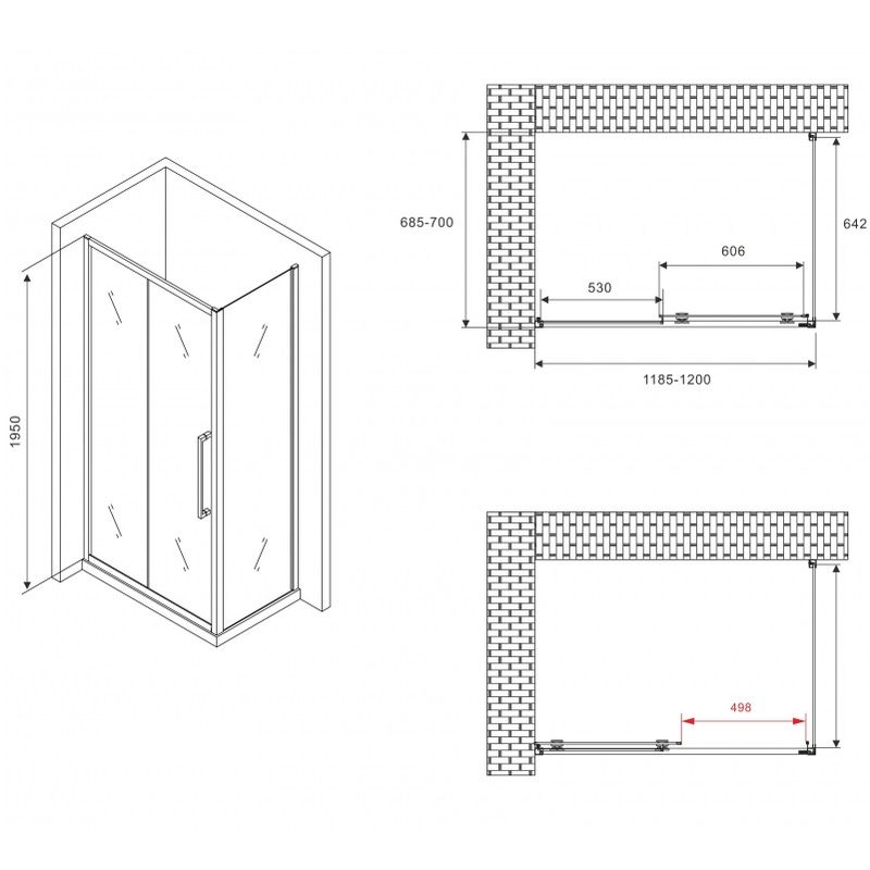 Душевой уголок Abber Schwarzer Diamant AG30120BH-S70B 120x70x195 (черный матовый)