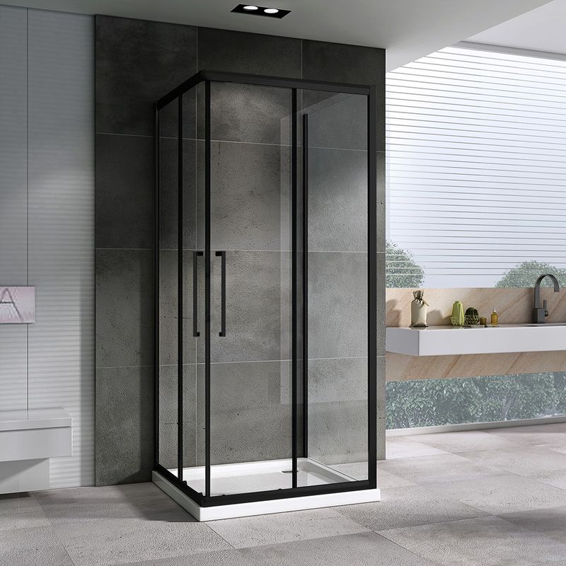 Душевой уголок Abber Schwarzer Diamant AG02090BH-S90B 90х90х195 (черный матовый), П-образный