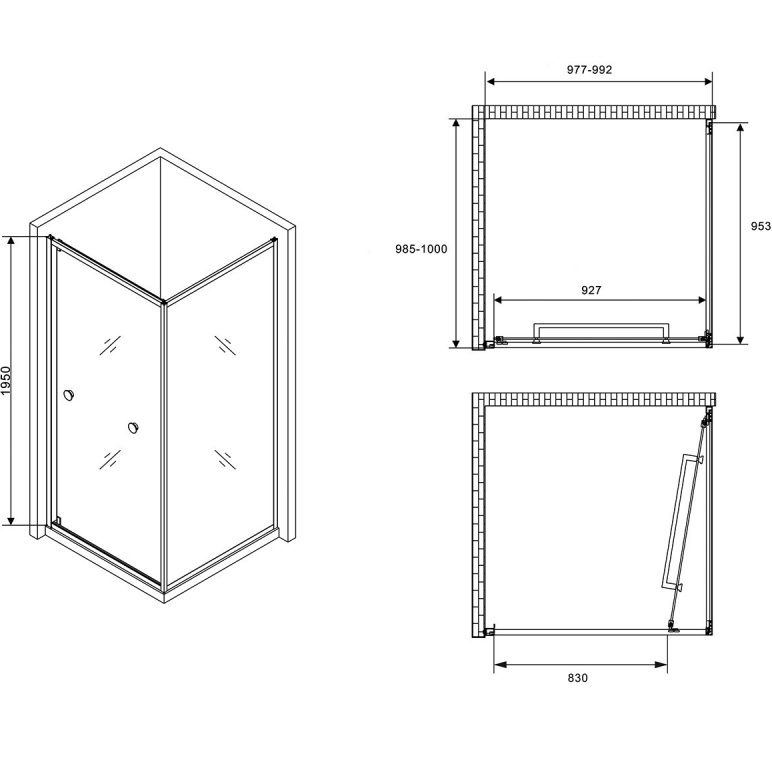 Душевой уголок Abber Schwarzer Diamant AG0A100 100x100x195 (хром)
