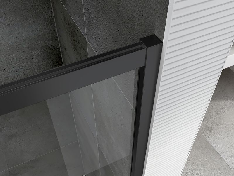 Душевой уголок Abber Schwarzer Diamant AG30100BH-S60B-S60B 100x60x195 (черный матовый), П-образный