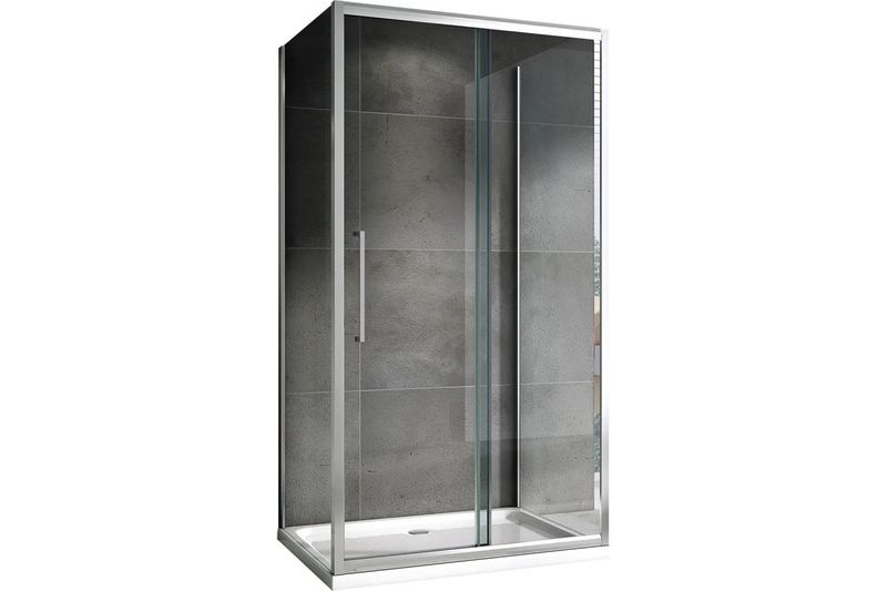 Душевой уголок Abber Schwarzer Diamant AG30140H-S85-S85 140x85x195 (хром), П-образный
