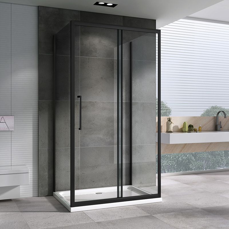Душевой уголок Abber Schwarzer Diamant AG30170BH-S80B-S80B 170x80x195 (черный матовый), П-образный
