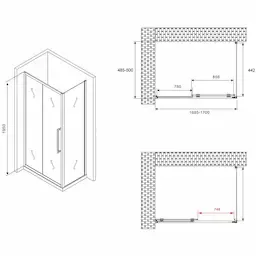 Душевой уголок Abber Schwarzer Diamant AG30170MH-S50M 170x50x195 (хром)