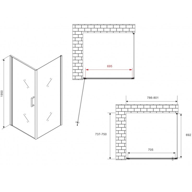 Душевой уголок Abber Sonnenstrand AG04080-S75 80x75x195 (хром)