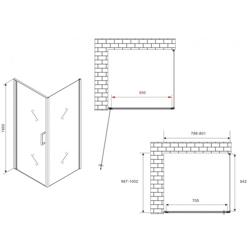 Душевой уголок Abber Sonnenstrand AG04080B-S100B 80x100x195 (черный матовый)