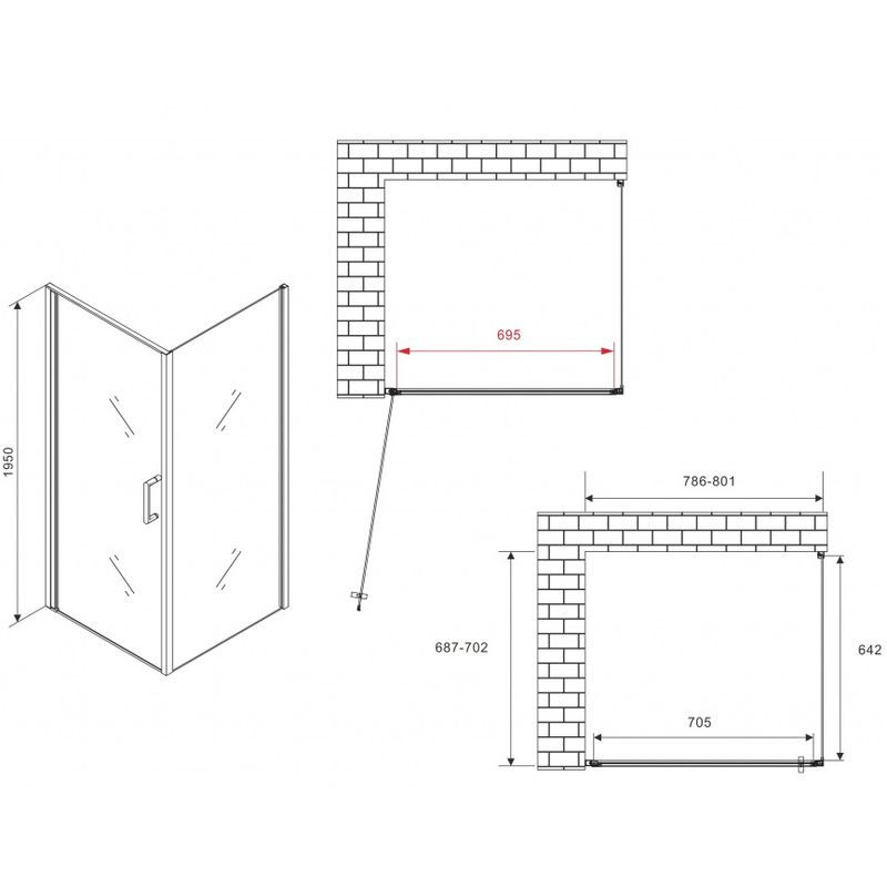 Душевой уголок Abber Sonnenstrand AG04080B-S70B 80x70x195 (черный матовый)