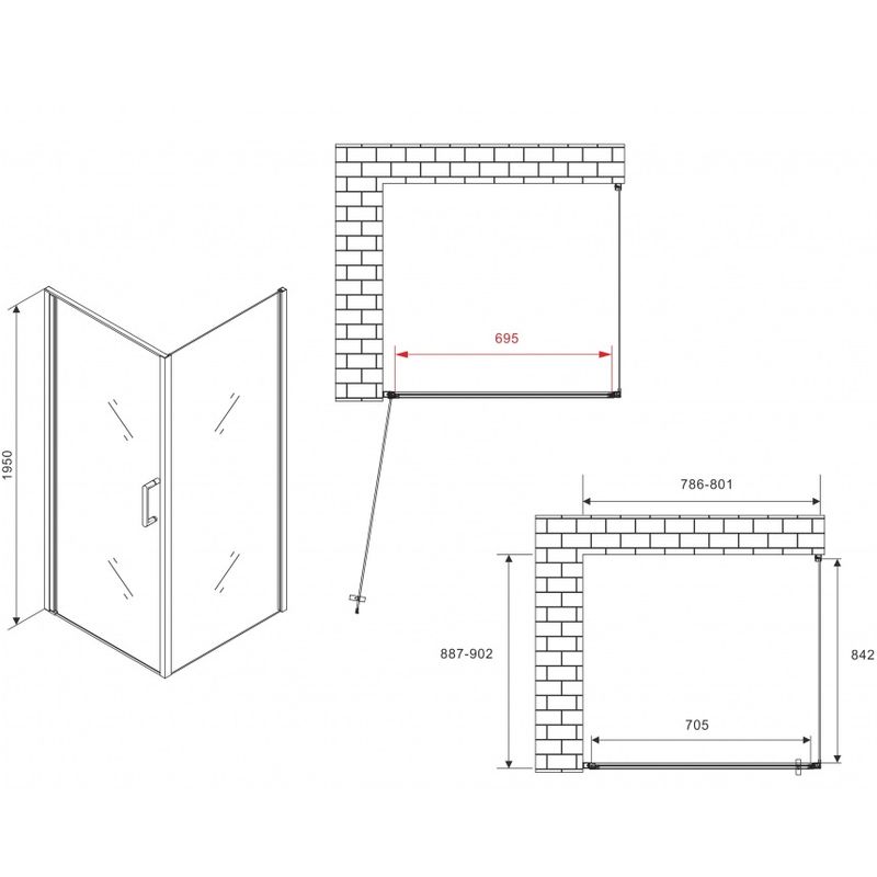 Душевой уголок Abber Sonnenstrand AG04080B-S90B 80x90x195 (черный матовый)