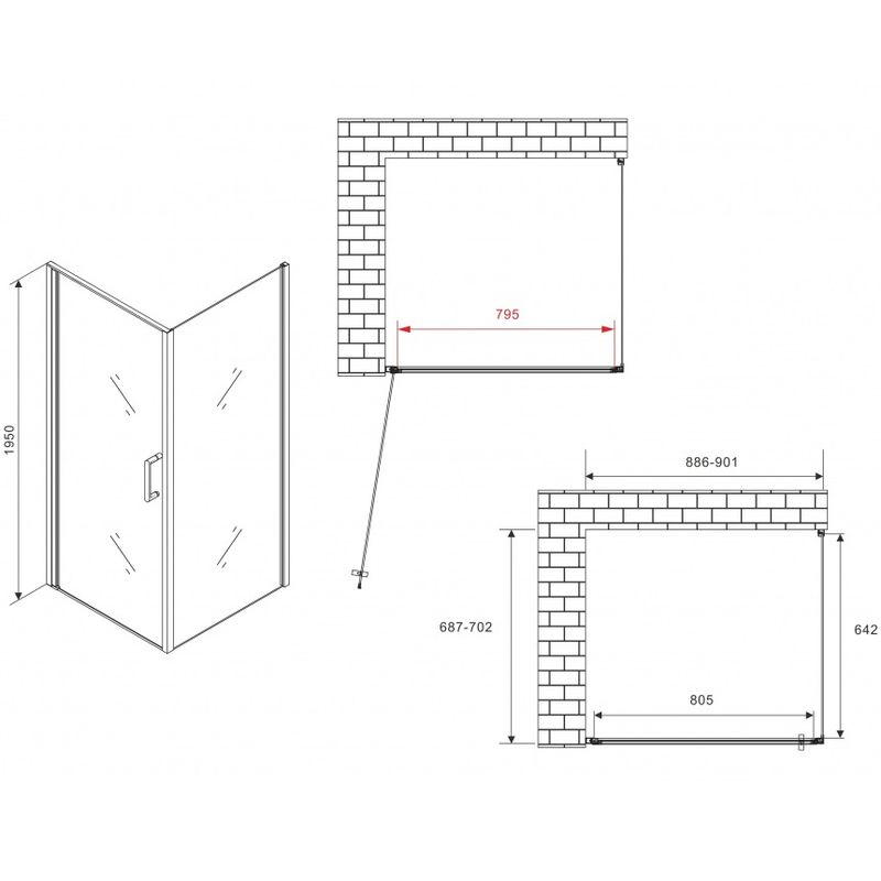 Душевой уголок Abber Sonnenstrand AG04090B-S70B 90x70x195 (черный матовый)