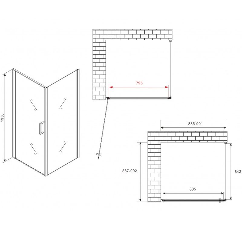 Душевой уголок Abber Sonnenstrand AG04090B-S90B 90x90x195 (черный матовый)