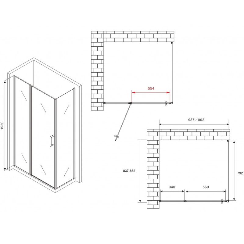Душевой уголок Abber Sonnenstrand AG04100BS-S85B 100х85х195 (черный матовый)
