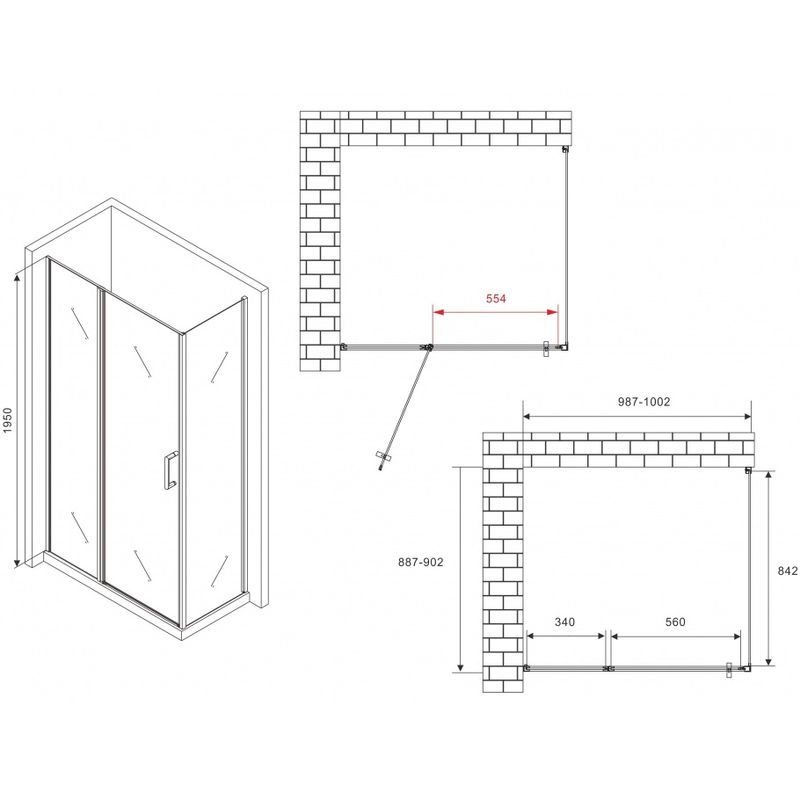 Душевой уголок Abber Sonnenstrand AG04100BS-S90B 100х90х195 (черный матовый)