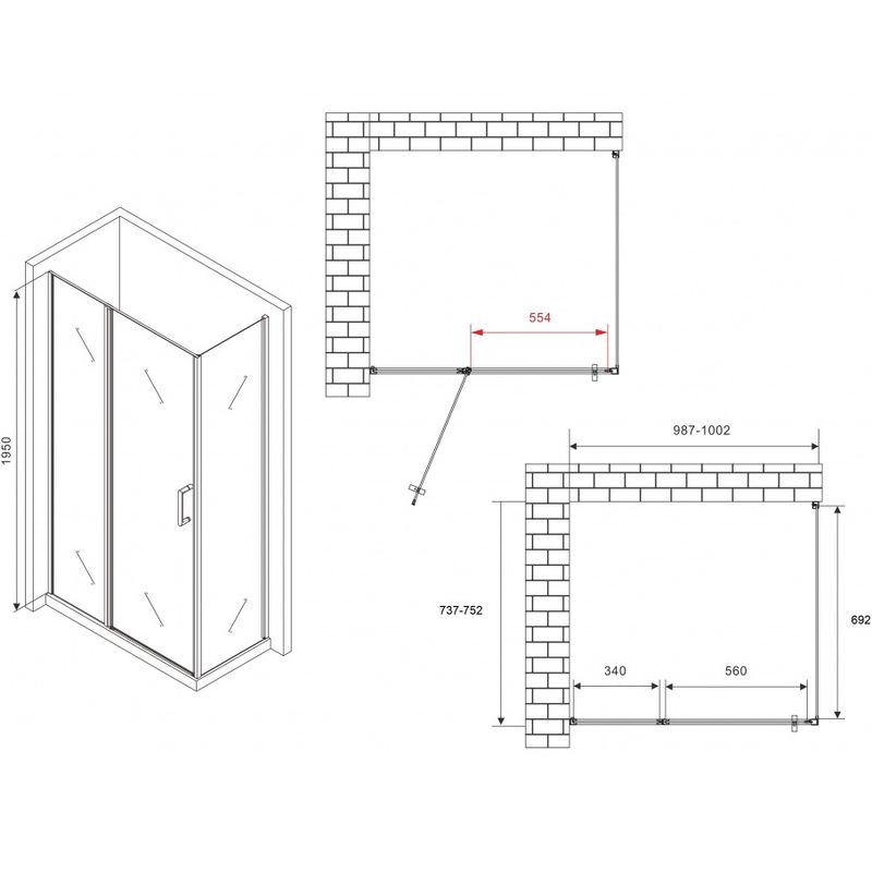 Душевой уголок Abber Sonnenstrand AG04100MS-S75M 100х75х195 (хром)