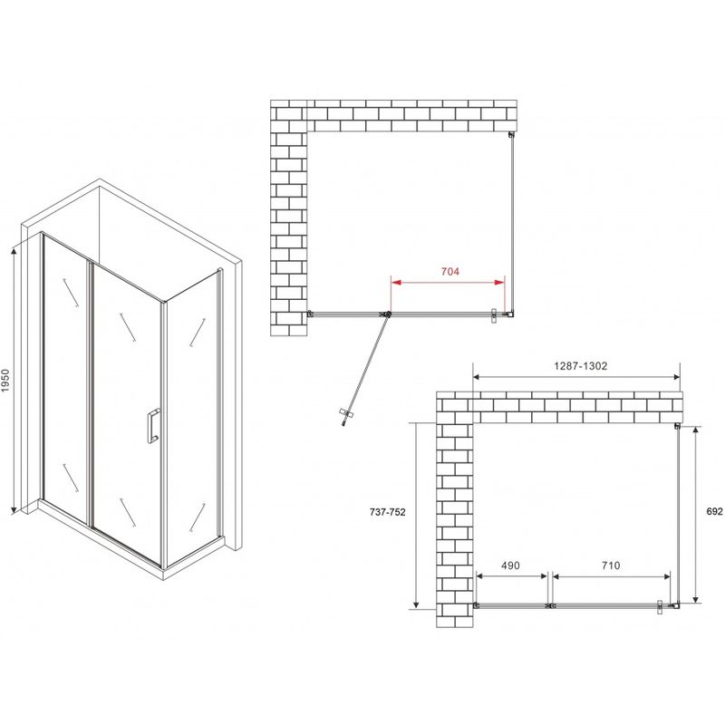 Душевой уголок Abber Sonnenstrand AG04130S-S75 130х75х195 (хром)
