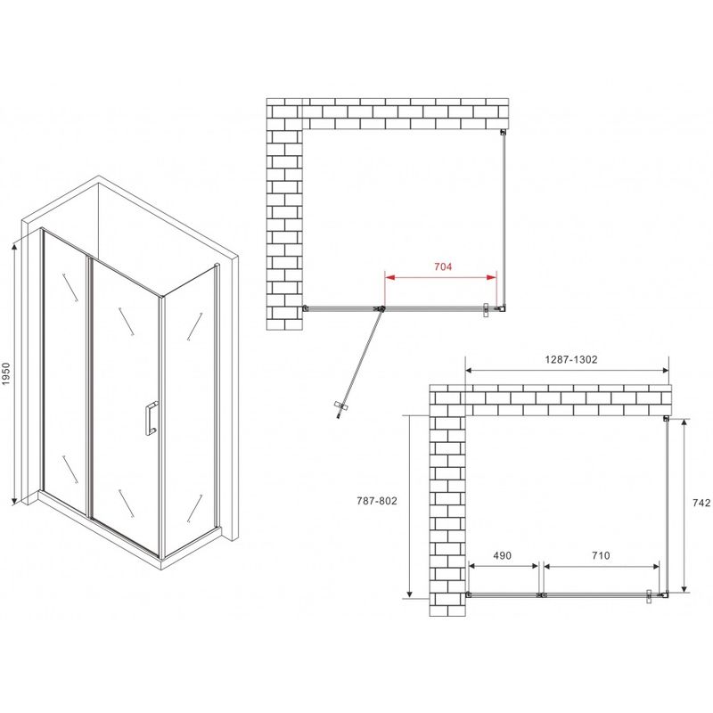 Душевой уголок Abber Sonnenstrand AG04130S-S80 130х80х195 (хром)